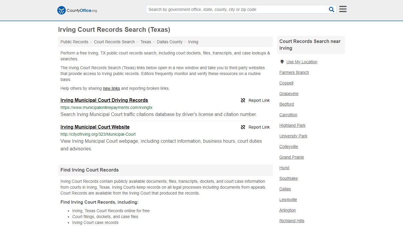 Irving Court Records Search (Texas) - County Office
